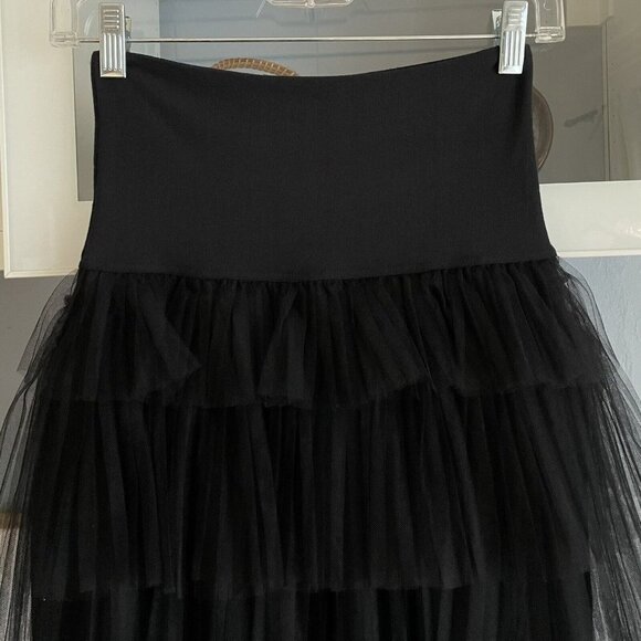 Vintage 90’s Ritmo Di Perla Pencil Skirt w/Tiered Tulle Black Size 42 - Picture 2 of 6